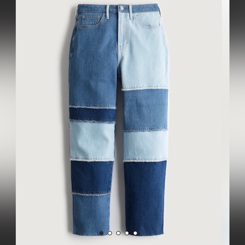 1R patchwork vintage high rise Hollister jeans